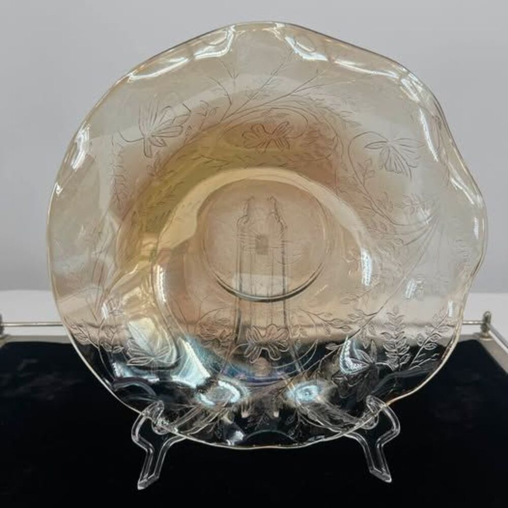 Vintage Marigold Carnival Glass Ruffled Bowl